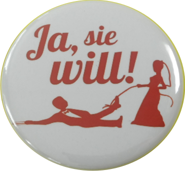 Ja Sie will Button weiss-rot - Click Image to Close